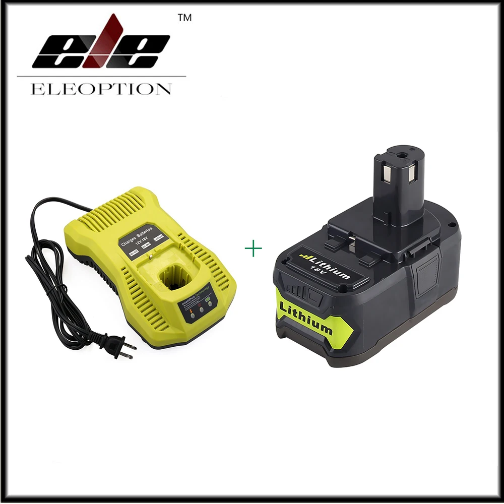 

18V 4000mAh Li-ion Rechargeable Battery For Ryobi P108 RB18L40 For Ryobi for ONE+ With 12-18V P117 Charger
