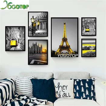 

square/Round Diamond embroidery Building City Yellow Scenery 5D DIY diamond Painting Cross Stitch Rhinestone Mosaic decor YY1260