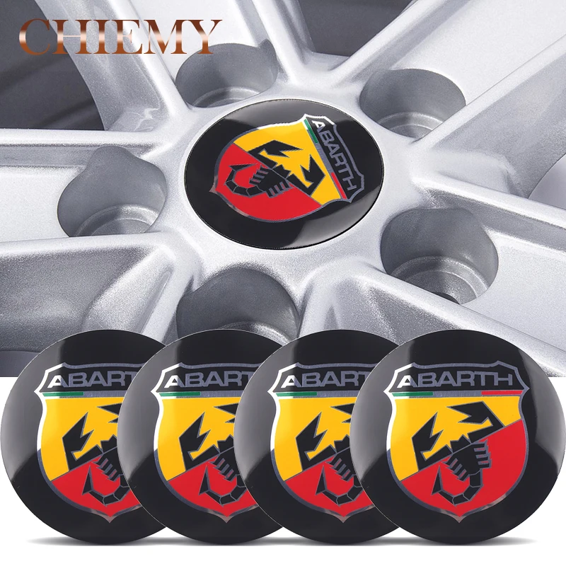 4 ABARTH Carbon Fiber Vinyl Wheel Rims Centre Cap Stickers Decals Fiat 500 Punto