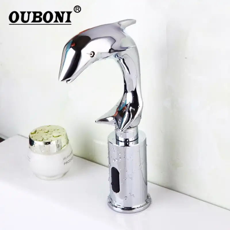 Ouboni Chrome Polish Wash Basin Sense Faucets Automatic Sensor