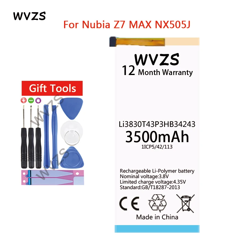 Wvzs 3500 мАч литий-полимерный аккумулятор большой емкости Li3830T43P3HB34243 для zte Nubia Z7 MAX