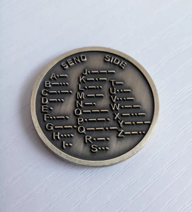 

1PC CW Morse Code Decoder Chart Medal Coin Morse Commemorative Coin Gift Prize