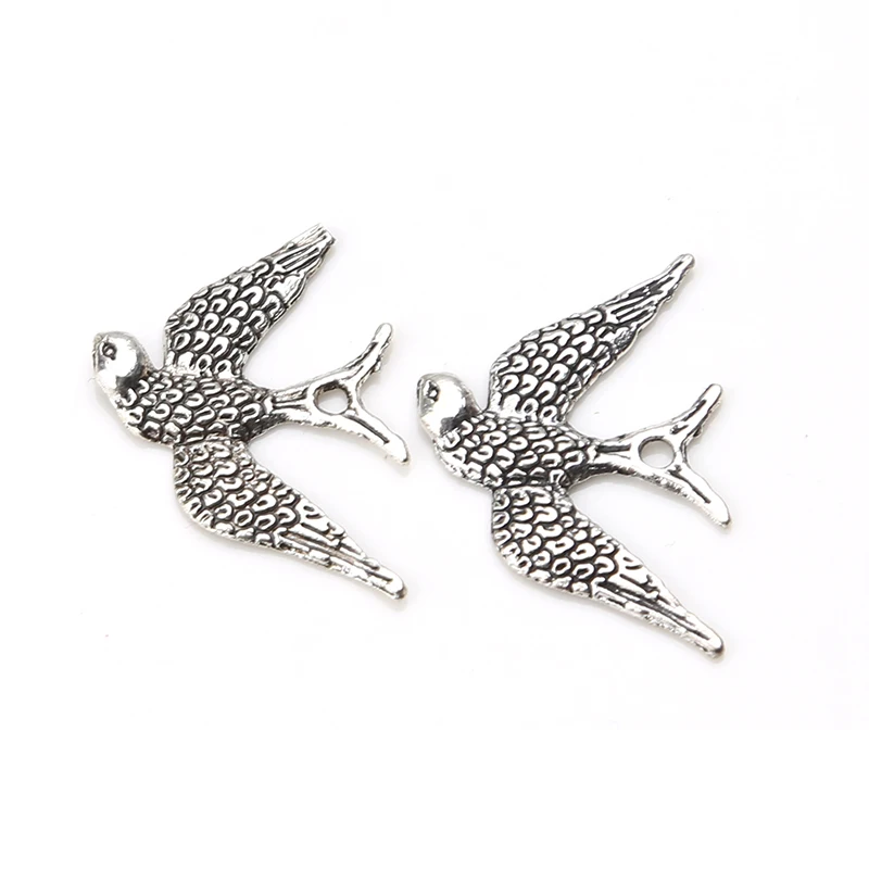 10pc-lot-25mm-x-17mm-Bird-Charms-Antique-Silver-Tone-charms-for-necklaces-pendant-diy-jewelry