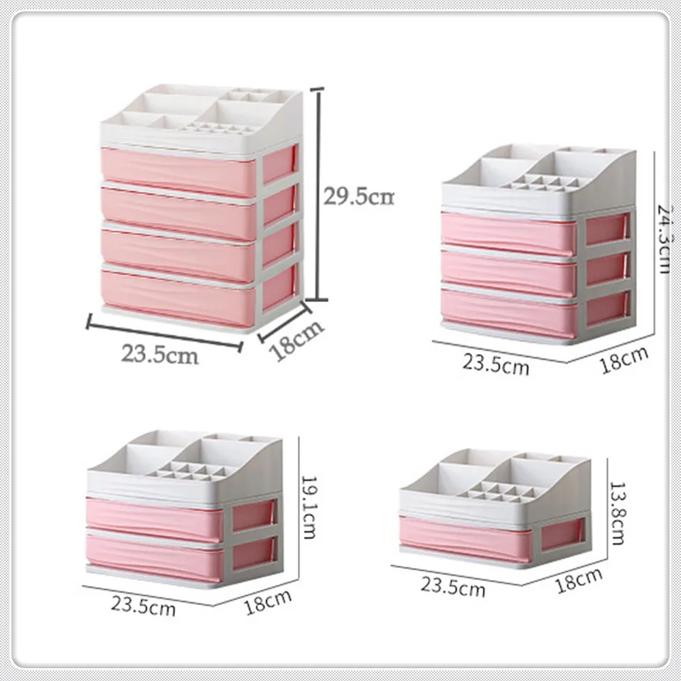 Msjo Макияж Организатор Пластик косметический ящик для хранения косметических принадлежностей, коробка для рабочего стола, Дисплей стойки держатель Органайзер для косметики коробка