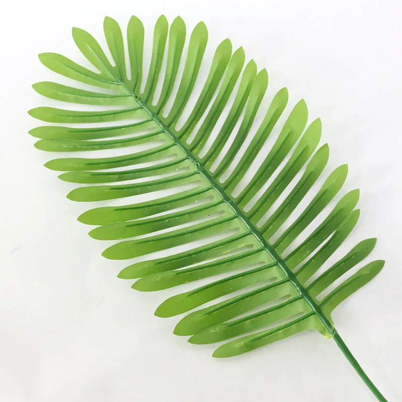  Flone Artificial Tropical Palm Leaves Simulation Green Single Plastic Leaves Fake Leaf Wedding Home Party DIY Decor Plant  (16)