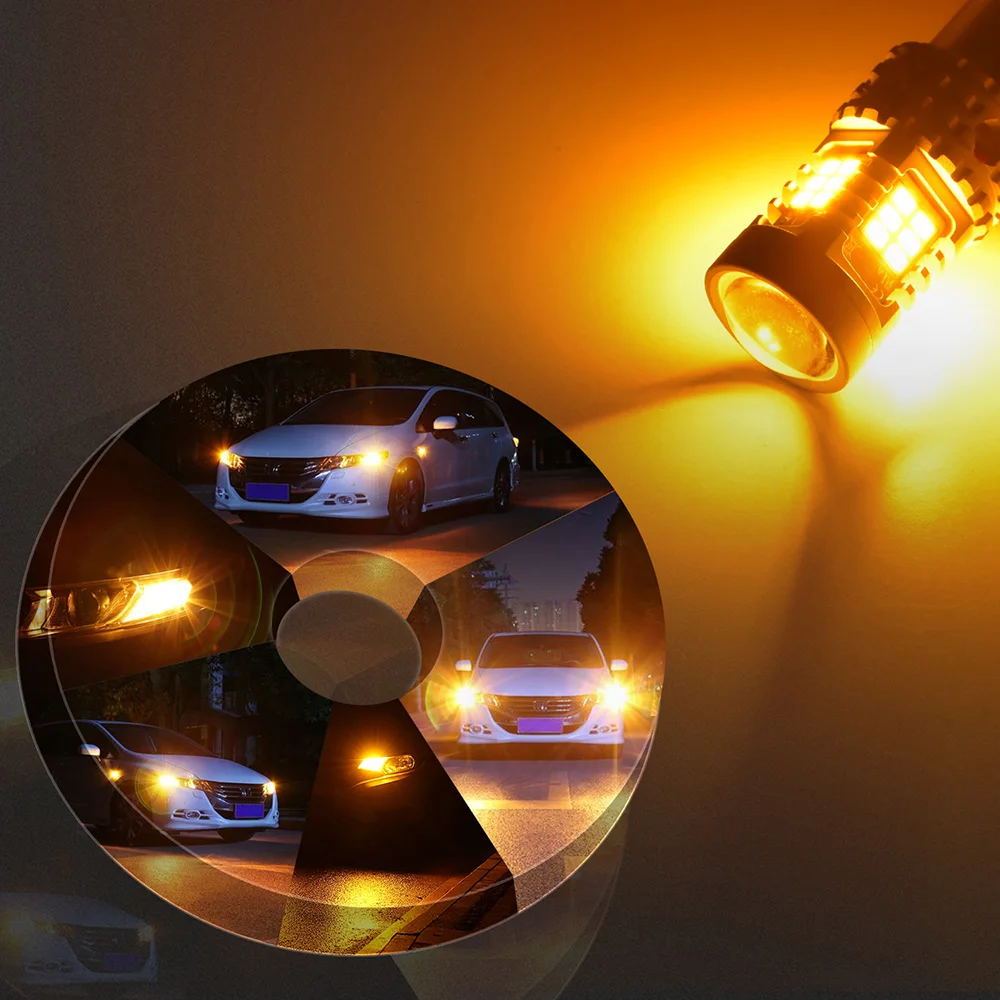 AUXITO 2x автомобильный 7440 светодиодный без гипервспышки желтый 26 SMD 3020 Светодиодный