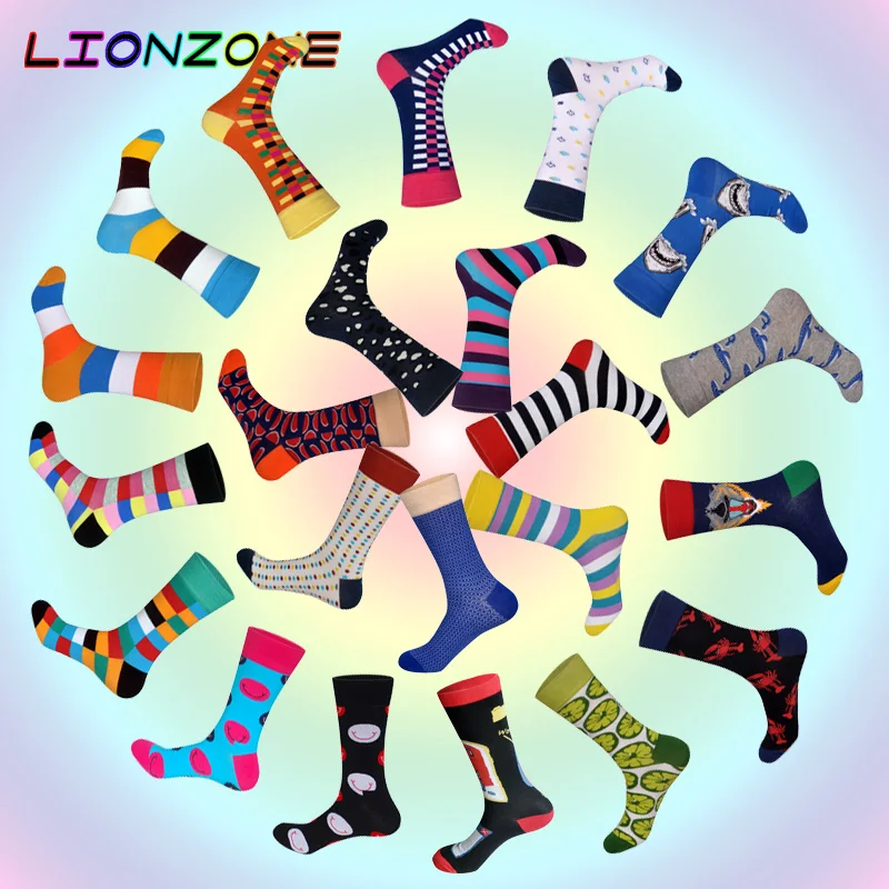 

2018 New Arrived Brand Men Socks Funny 22 Colors British Style Designer Happy Socks Cotton Long Chaussettes Homme Fantaisie