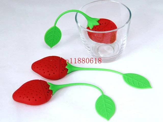 

100pcs/lot Fedex DHL Free Shipping Silicone Strawberry Design Loose Tea Leaf Strainer Herbal Spice Infuser Filter Tools