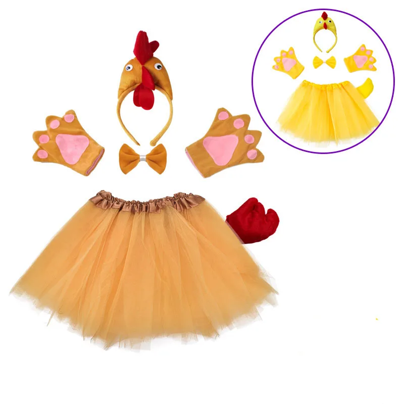 Guia Médula Pebish Disfraz de pollo y gallo para niños y mujeres, conjunto de diadema, falda  de cola, guantes de tutú, fiesta de cumpleaños _ - AliExpress Mobile