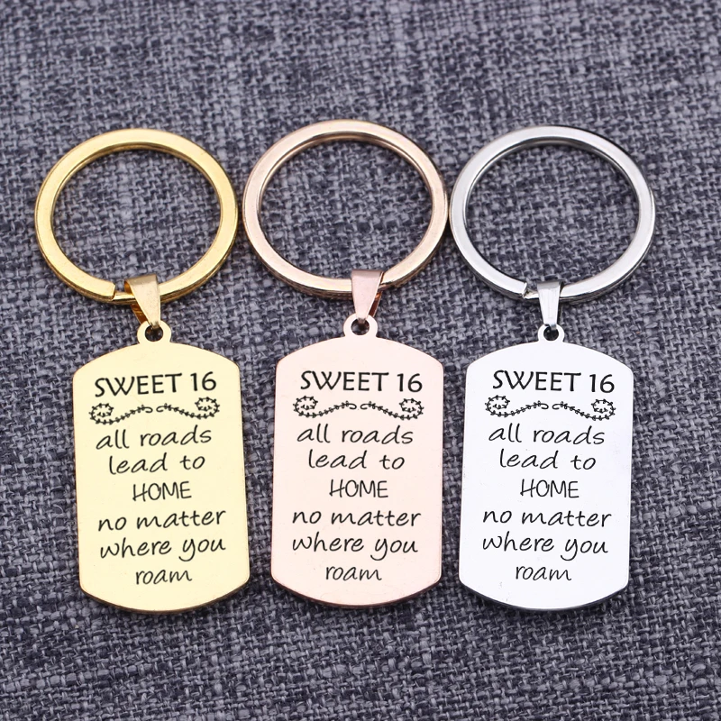 Bag Charm Sweet 16 All Roads Leads To Home No Matter Where You Roam Inspirational Words Keychain Present For Lovers Couples | Украшения и