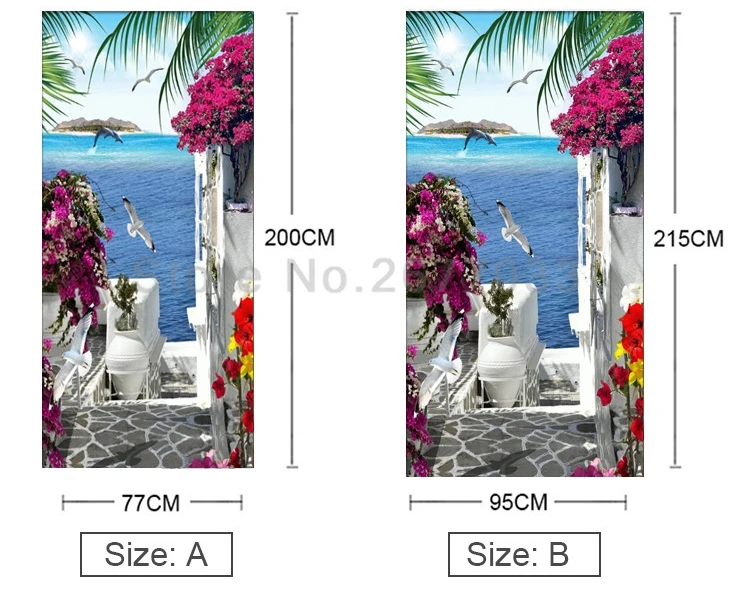 77x200 см 3D Приморский городской пейзаж двери Стикеры для Гостиная Спальня поделки ПВХ самоклеющиеся обои водоотталкивающие обои 3D наклейка