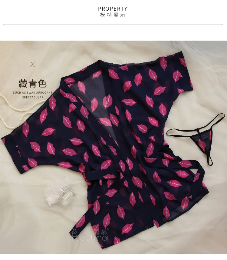 Женская сексуальная ночная рубашка женское Кимоно Стиль Сращивание ночное белье v-образный вырез ночное белье летняя Домашняя одежда-ночная сорочка для женщин сексуальное ночное белье