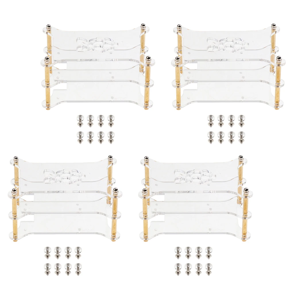 4Pack Acrylic Case Stack Enclosure Stackable Dog Bone Shape for Raspberry pi
