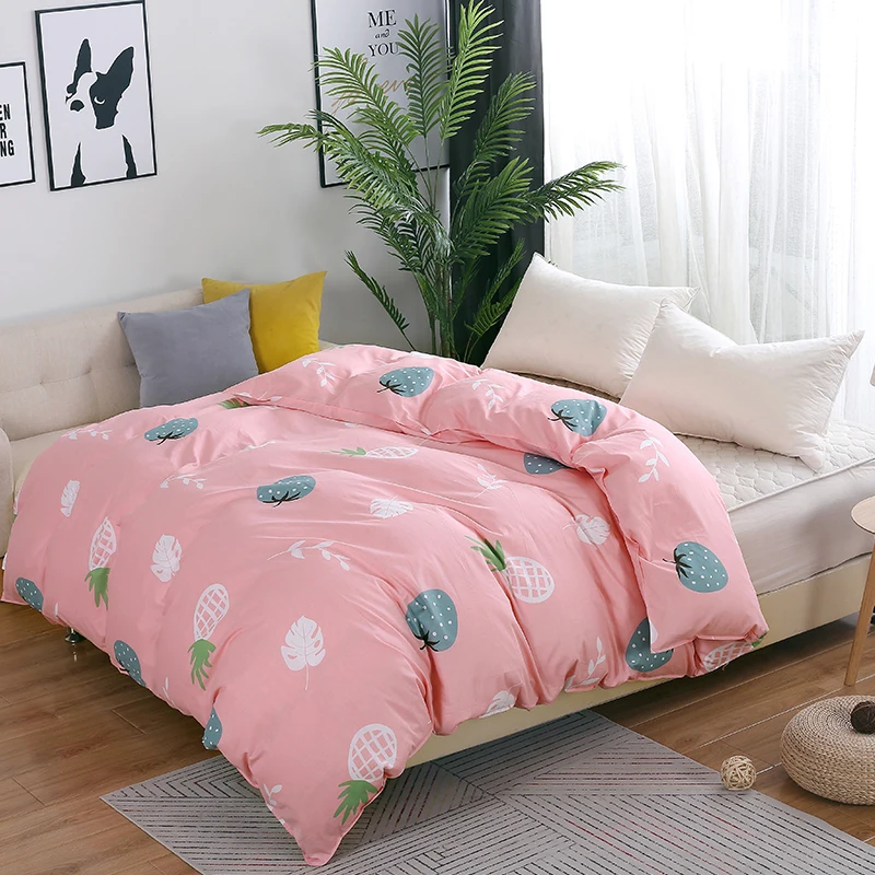 

Fruits Strawberry Printed Duvet Cover Pink 100% Cotton Quilt Cover Twin Queen King Size Comforter Cover Single Double bedclothes