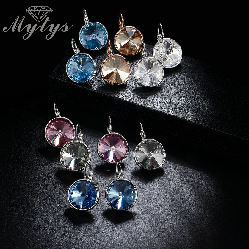

Mytys Major Brand High Level Crystal Small Hoop Earrings For Women Multi Color Fashion Trendy Round Earring CE209 - CE217