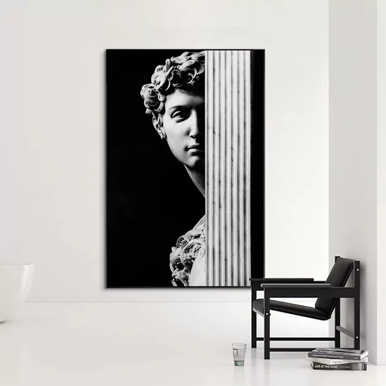 Винтажная скульптура Давида, черно-белые картины на холсте, настенные плакаты, печать фотографий для гостиной, домашний декор