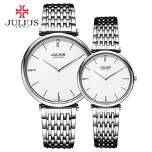 Julius известный бренд часы Нержавеющая сталь ультра тонкий 6,5 мм Lover's часы, парные часы для подруги Пара часы JAL-032