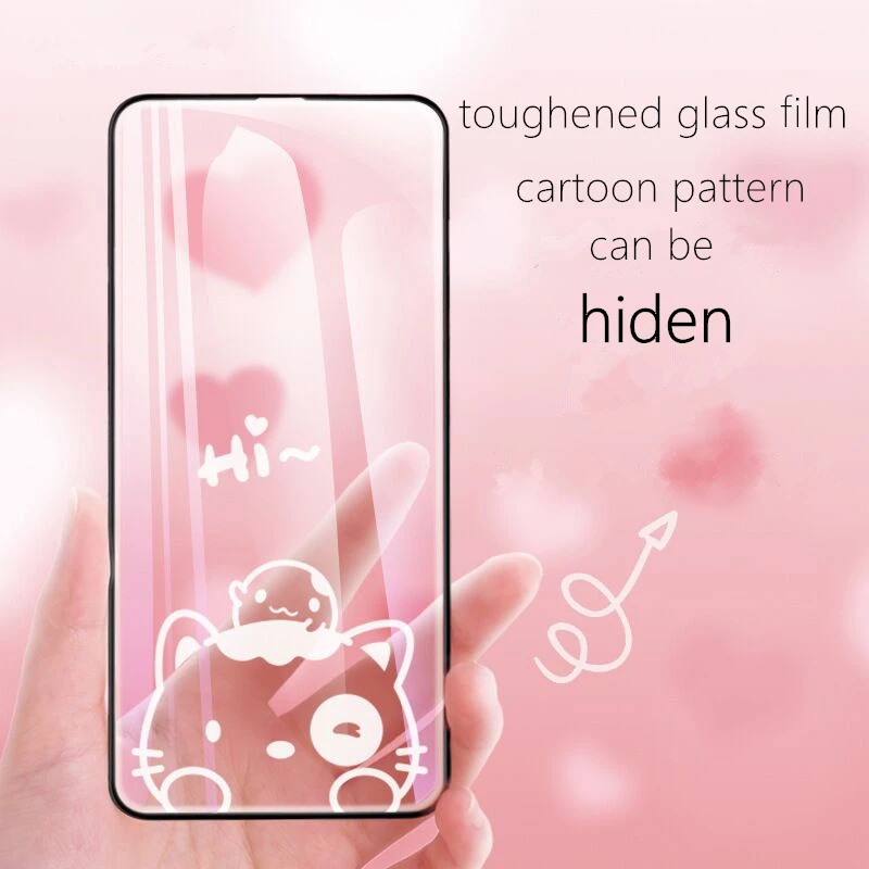

cartoon pattern can be hiden toughened glass film for iPhone X,iPhone Xs Max,full covered cute ultra-thin strong cover