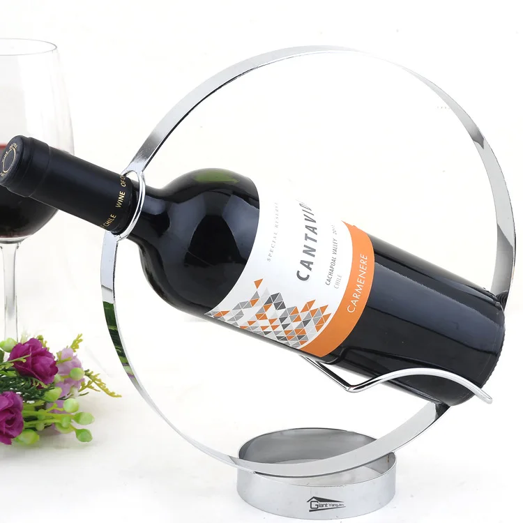 1PC Creative Round Wine Holder 304 Stainless Steel DIY Mirror Polished