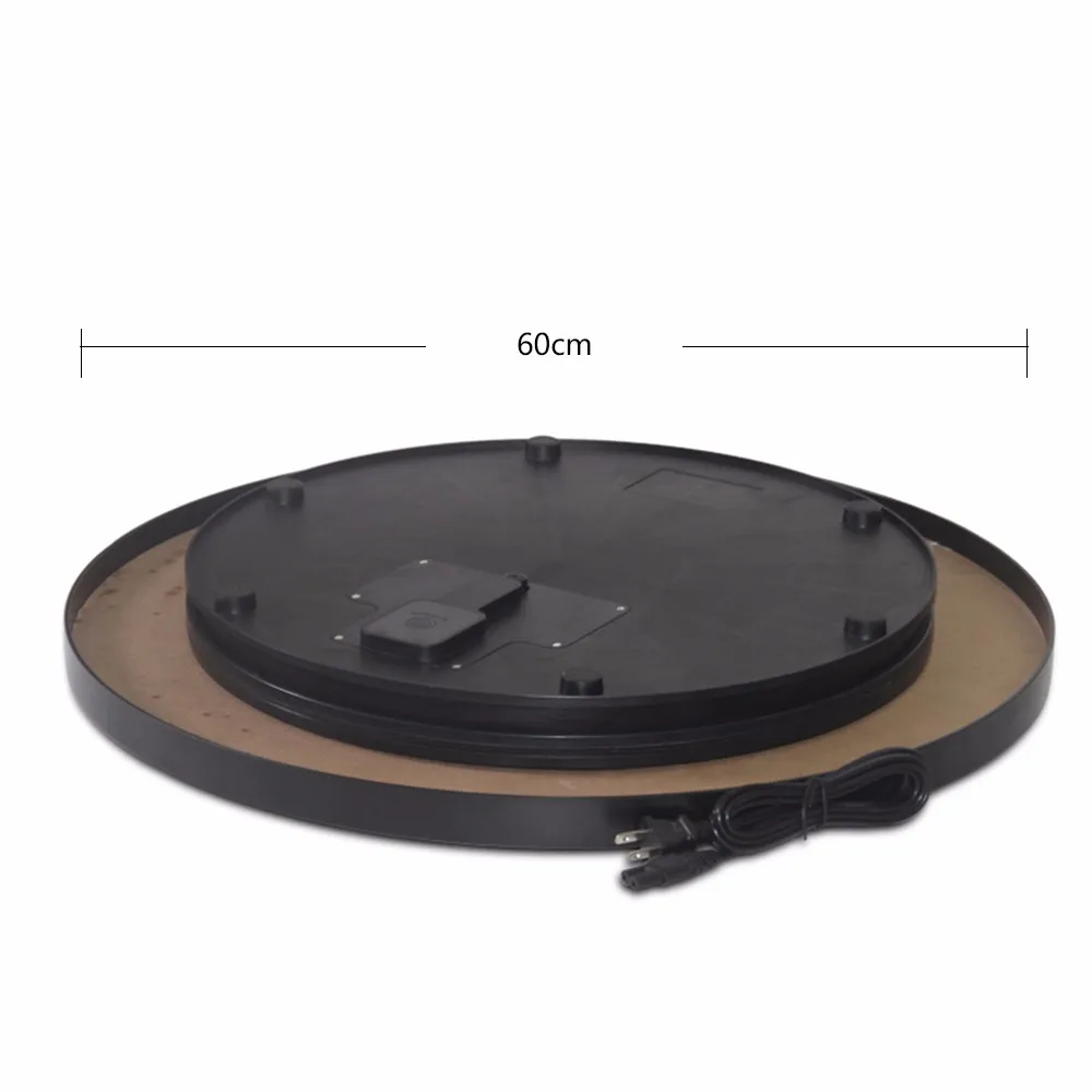 fotoconic Black Electric Motorized Rotating Turntable Display Stand, 24  Inch / 60cm Diameter, 180 Lb Centric Loading for Shop Display