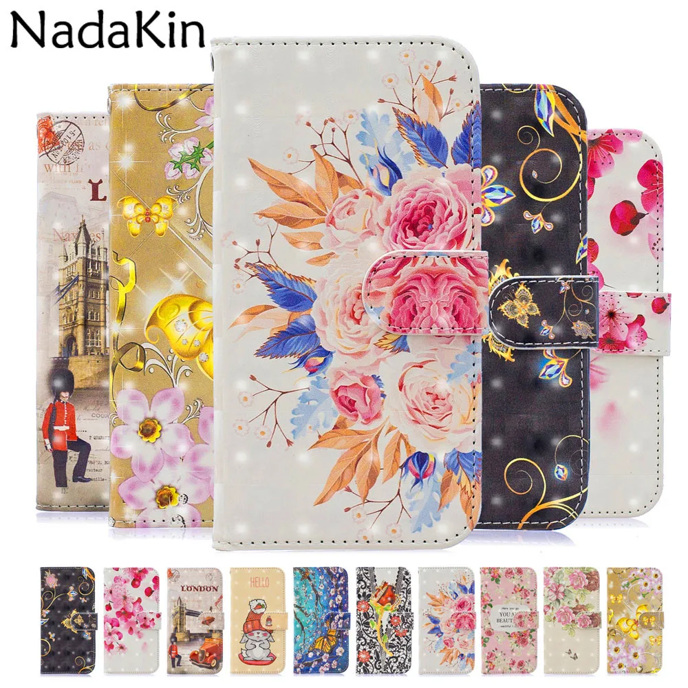 

3D Painted Flip Book Case Shell For iPhone X XS MAX XR 5 5S SE 6 6S 7 8 Plus Cute Rabbit Elegant Flower Wallet Leather Cover