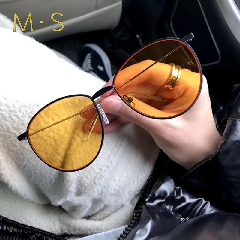 

MS 2019 New Brand Designer Round Sunglasses Women's Oversized Female Sun glasses For Women UV400