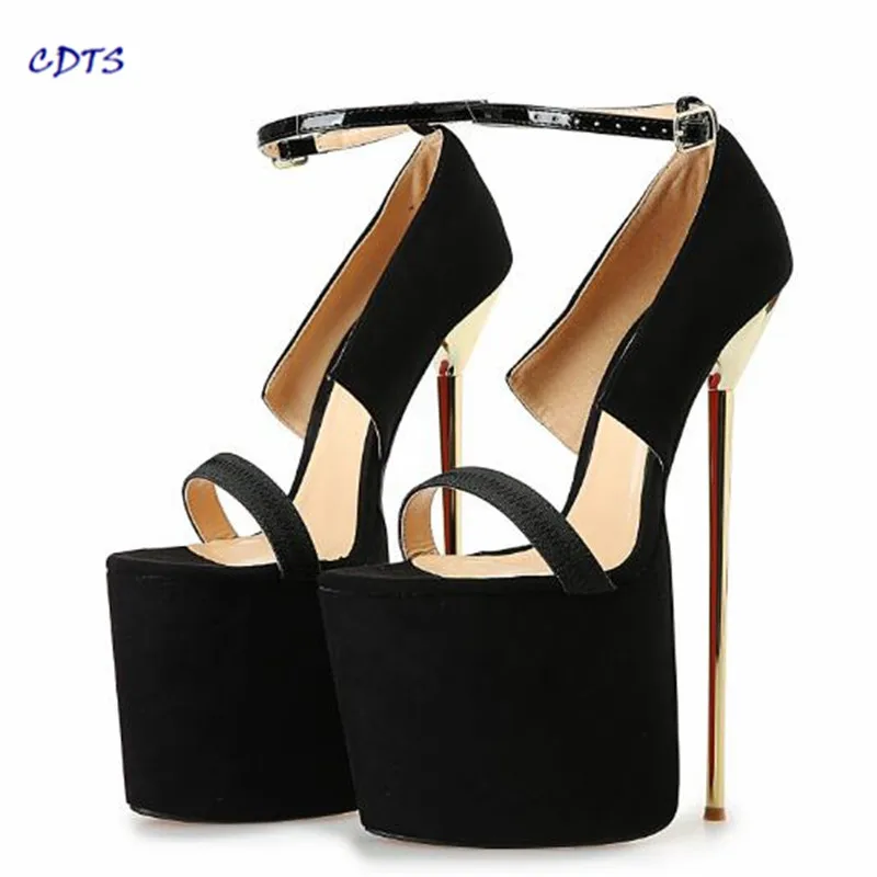 

HSM Plus:40-46 47 48 49 50 Summer Peep Toe 22cm thin heels platform Sandals Ankle strap shoes women Ladies pumps zapatos mujer