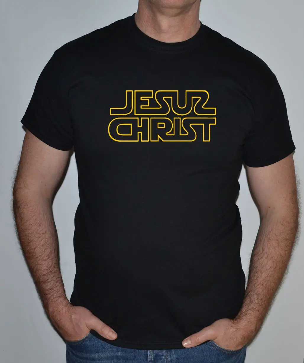 

JESUS CHRIST,STAR WARS,ROGUE ONE,CHRISTIAN,GOD,RELIGION,FUN,T SHIRT Print Tee Men Short Sleeve Clothing free shipping