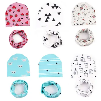 

Baby Cute Winter Kids baby cap Hats Keep Warm Set Cute Hat + Scarf Cotton Blended bonnet enfant Set Suit For Boy Girl