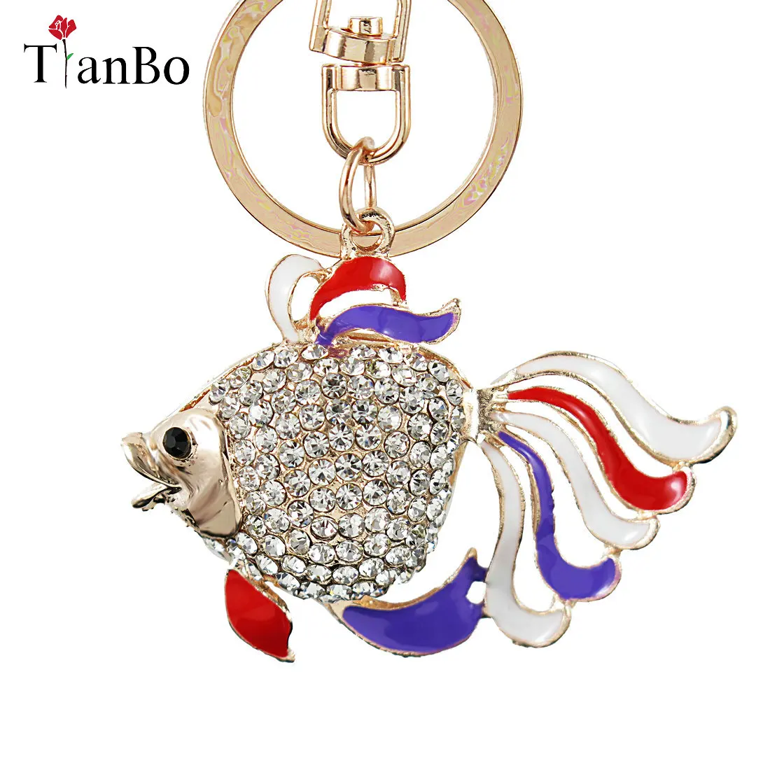 High Quqntity Crystal Fish Key Chains Holder Goldfish Bag Buckle