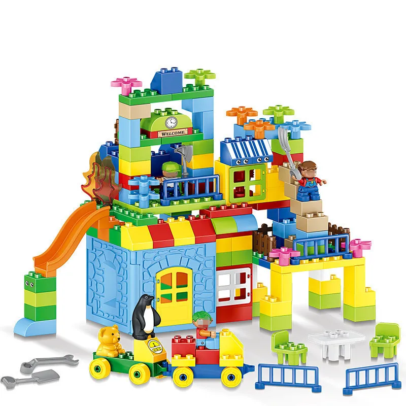 Big Size Building Blocks 160pcs Amusement Park Model Building Toys Large Size Kids Educational Toy Compatible with Legoed Duploe цена Big Size Building Blocks 160pcs Amusement Park Model Building Toys Large Size Kids Educational Toy Compatible with Legoed Duploe цены онлайн