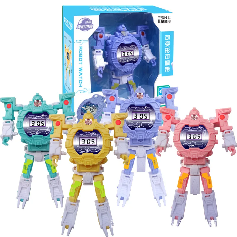

Trasformation Wristwatch Toy Children Cartoon Watches Kids Cute Boys Robot Transformation Toys Distortion Kid Education Toy