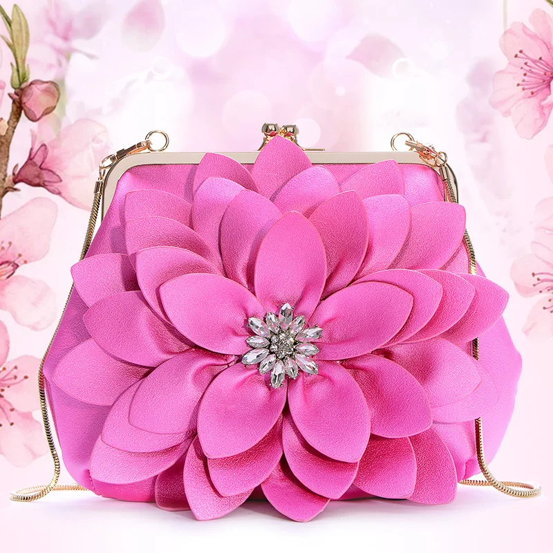 

3D flower soft leather bag women chain corssbody bag for female fashion 2018 clutches handbag new design women bags