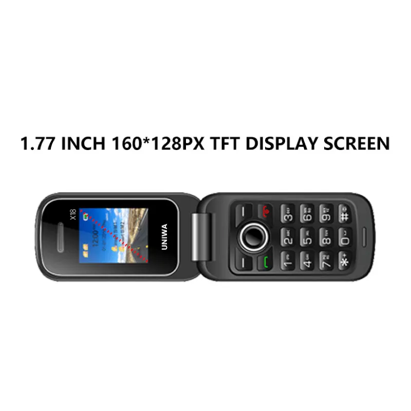 Uniwa X18 телефон для людей преклонного возраста флип мобильный GSM старшеклассник