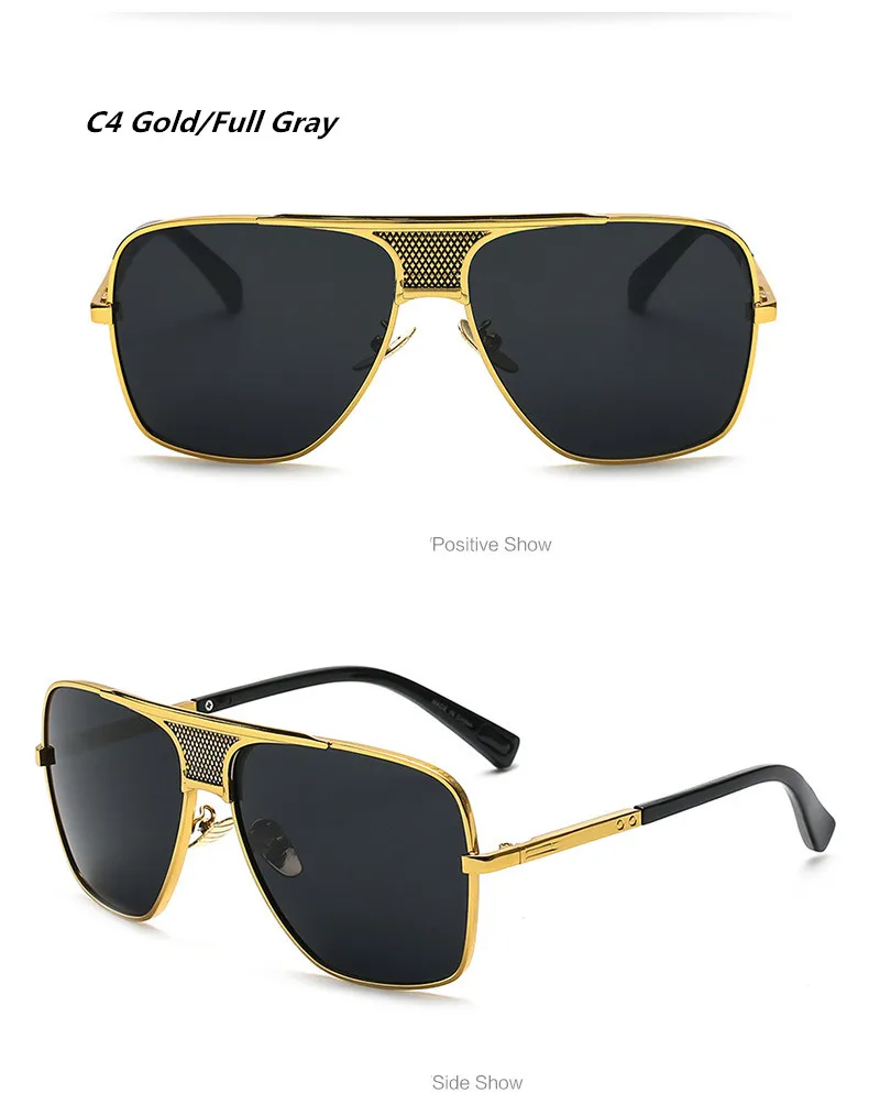 HUITUO, Европейский и американский стиль, стиль, высокое качество, солнцезащитные очки для ношения на улице, трендовые, Ретро стиль, мужские солнцезащитные очки, модные очки - Цвет оправы: C4