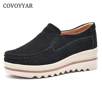 

COVOYYAR 2019 Fashion Platform Women's Casual Shoes Spring Autumn Comfort Wedge Lady Sneakers Flock Women Shoes Big Sizes WSN594
