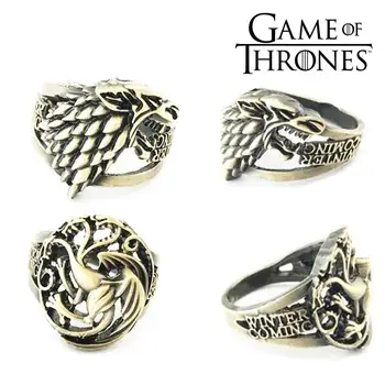 Game of Thrones House Targaryen Fire and Blood House Stark Winter is Coming Metal Ring Jewelry Ornament Cosplay Collection Gift hot sale 216 autumn winter game of thrones sweatshirt men house stark mens thick jacket a song of ice and fire winter is coming