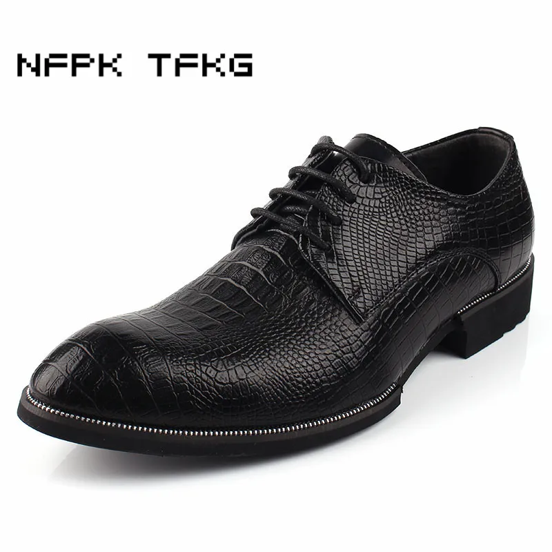 

England style men's party nightclub dresses breathable cow leather shoes crocodile skin pattern oxford shoe spring summer zapato