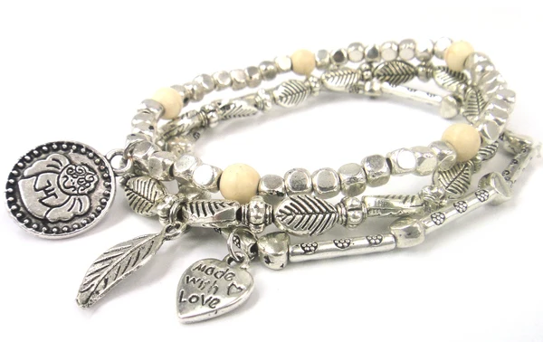 

Free Shipping New Fashion alloy square beads,heart beads,leaf beads with heart,foliage charm bracelet women metal Bracelet