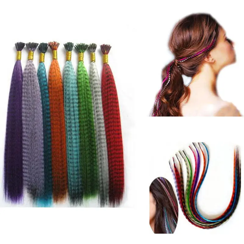 

HOT 10Pcs Whiting Grizzly Feathers Hair Extensions Saddle Long Skinny Bulk Real