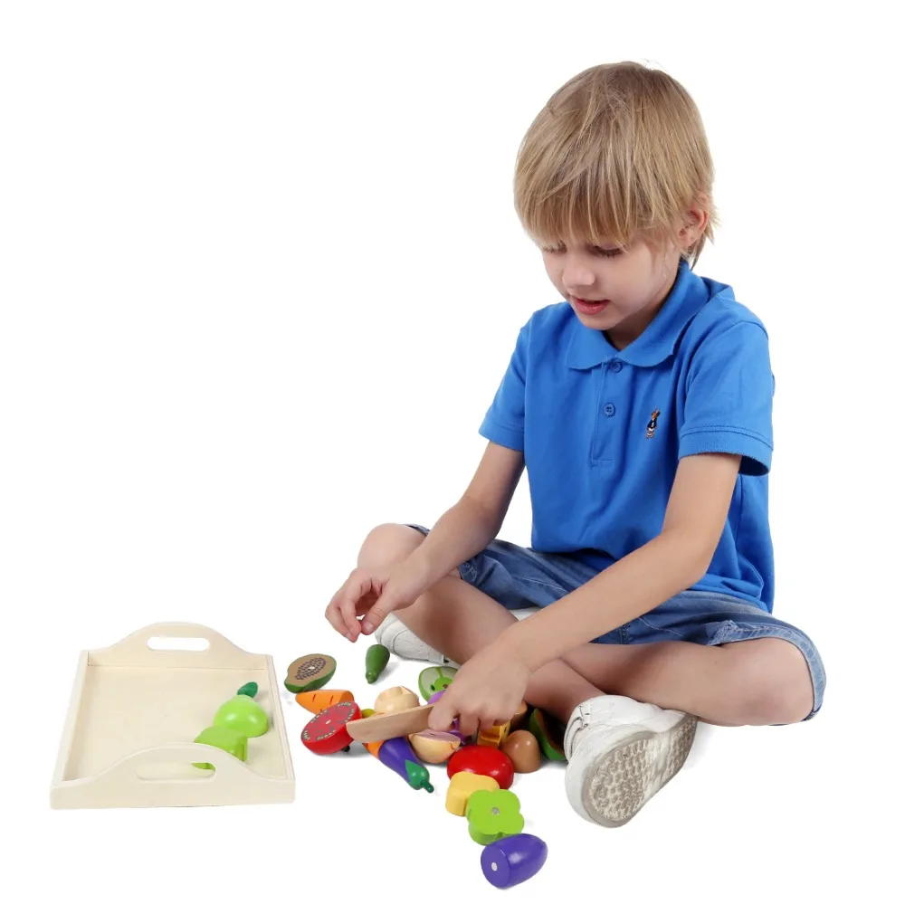 Магнитный деревянный фруктовый и овощной Набор для резки кухонных игрушек, подарочный набор, детский игровой набор для игр и ролевых игр