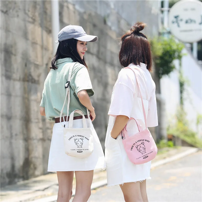 Menghuo 2018 New Canvas Casual Korean Shoulder Tote Bag Mini Single Messenger Crossbody Bags Women Bucket Female Bag Cute girlsG11A7294
