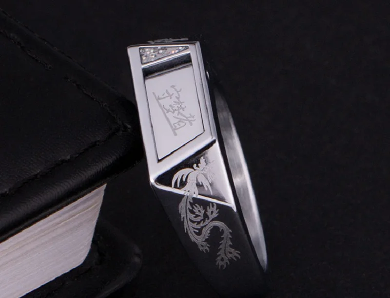 Дракон и Феникс угол Лаки титановая сталь самообороны кольцо ювелирные изделия татуировка на кисть модные творческие подарки