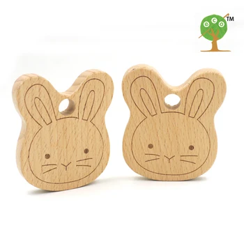 10pcs x 70mm unfinished smile rabbit carving wooden beech teether toy 2.75 inch  Handcrafted baby gift EA56-2
