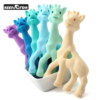 

10pcs 8Color Giraffe Baby Silicone Teethers Food Grade Baby Teether Teething Toys BPA Free Giraffe Pacifier Pendant Necklace Toy
