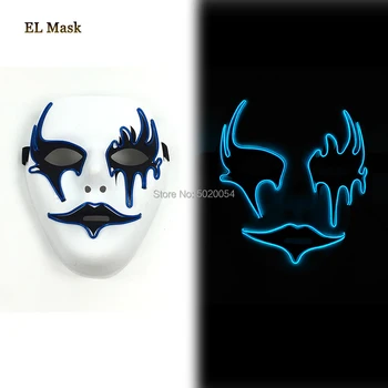

Halloween 10 Colors Choice LED Light Up Mask Cosplay Glowing Masks Neon Flashing Mask For Scary Theme Parties Decoration