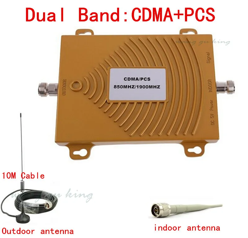 

Full Set Dual Band PCS 1900MHz CDMA 850Mhz Mini Signal Repeater Cell Phone Signal Booster PCS CDMA Signal Amplifier with Antenna