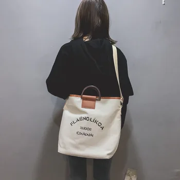 

Tonny Kizz 2020 Hip hop tote handbags women canvas shoulder messenger bag large capacity casual letter crossbody bags wide strap