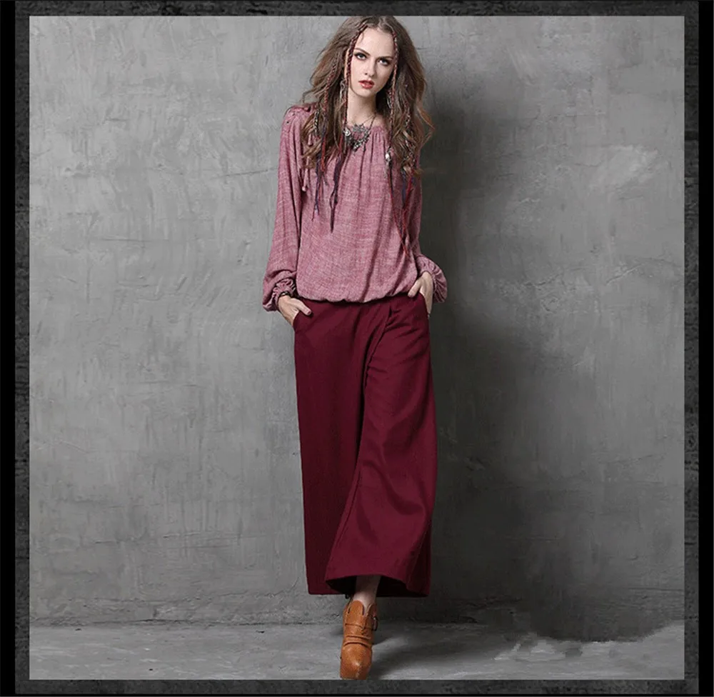 Vintage Loose Women Blouse High Quality Cotton Linen O-neck Women Shirt Lantern Long Sleeve Blusa Feminina Loose Elegant Shirt (7)