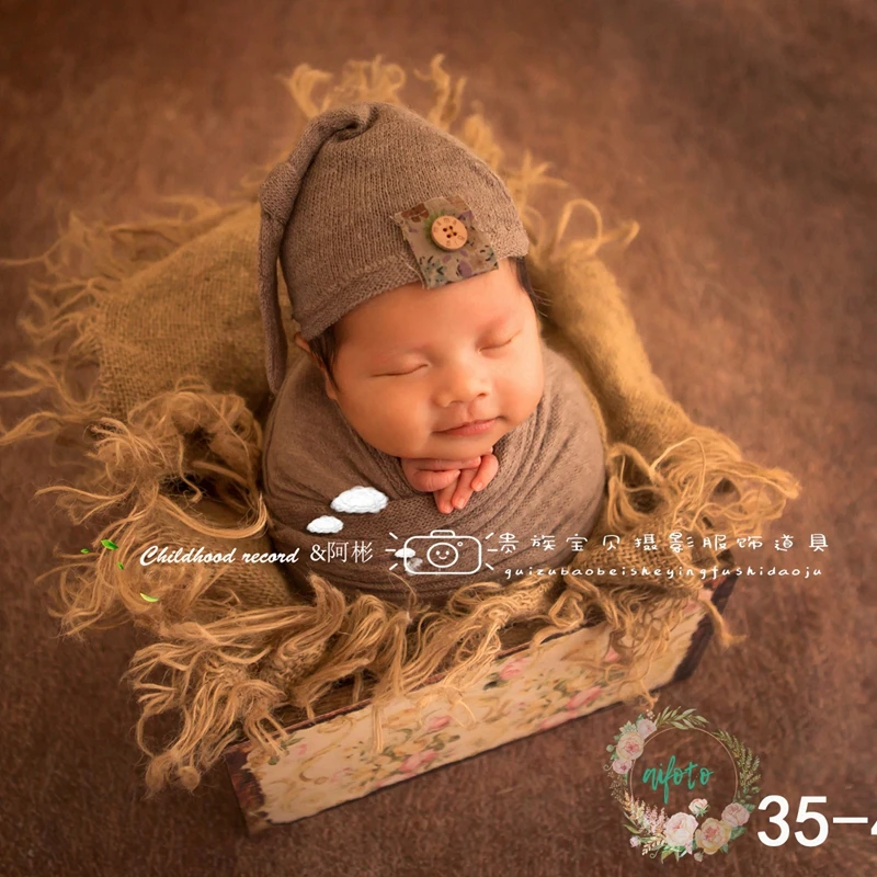 Price Newborn Photography Props Knit Crochet Romper+Hat 2pcs Set Fotografia Accessory Infant Toddler Studio Shoot Photo Boy Outfit